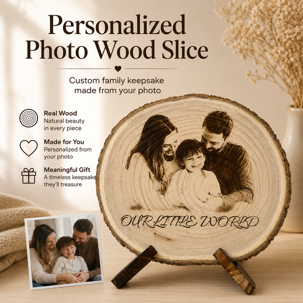 Personalized Family Photo Wood Slice Keepsake