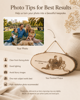 Photo tips for best results when creating an engraved-effect wood photo plaque from a customer photo