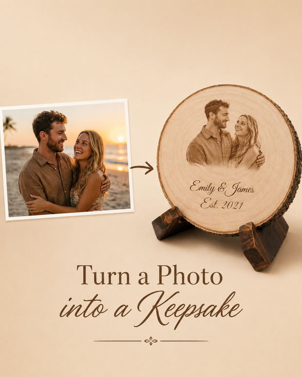 Personalized Couple Photo Wood Slice Gift